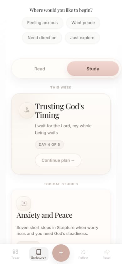 Grounded Scripture+ screen for Bible reading and study